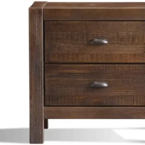 Montauk 2-Drawer Bedside Nightstand, Solid Wood with Rustic Walnut Finish