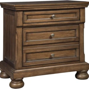 Flynnter Traditional 2 Drawer Nightstand with Hidden Pull-Out Tray, 30" Tall, Tobacco Brown
